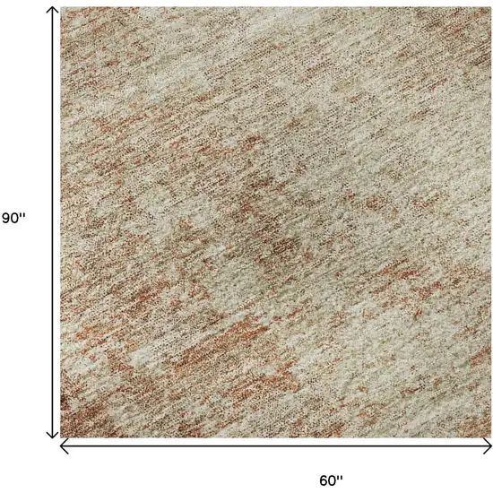 Rust And Beige Abstract Washable Area Rug With UV Protection Photo 8