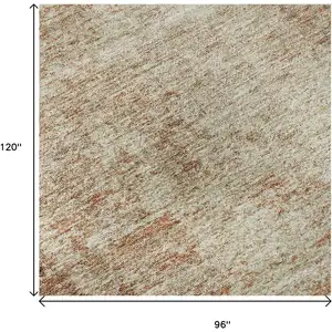 Photo of Rust And Beige Abstract Washable Area Rug With UV Protection