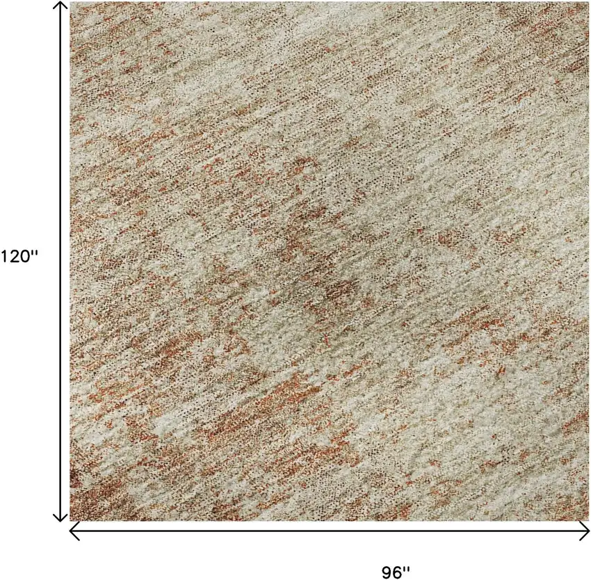 Rust And Beige Abstract Washable Area Rug With UV Protection Photo 8