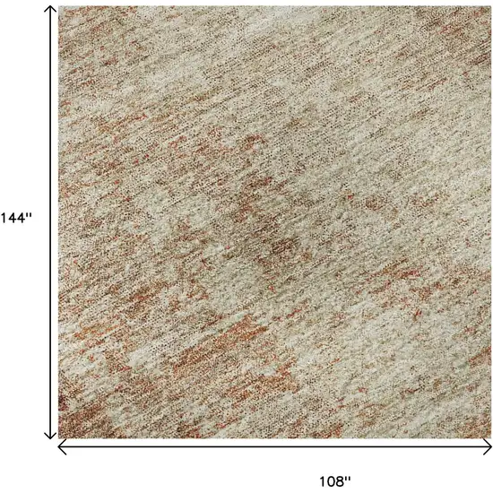 Rust And Beige Abstract Washable Area Rug With UV Protection Photo 8