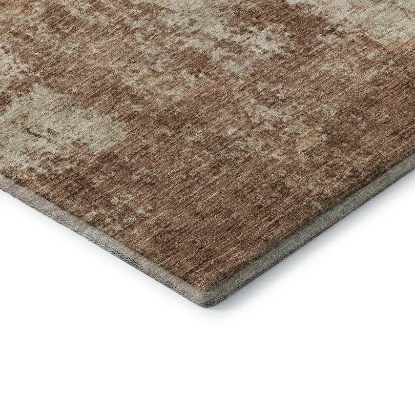 Rust And Beige Abstract Washable Area Rug With UV Protection Photo 6