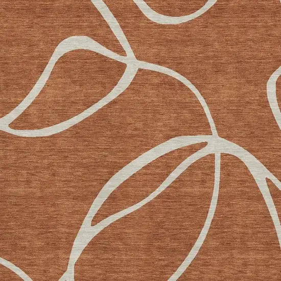 Rust And Beige Abstract Washable Area Rug With UV Protection Photo 2