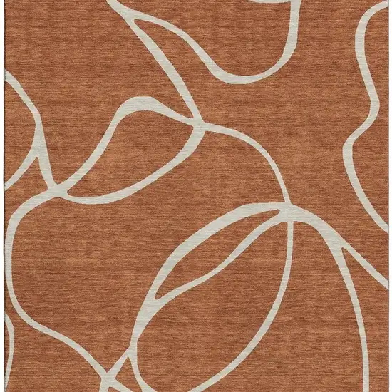 Rust And Beige Abstract Washable Area Rug With UV Protection Photo 3
