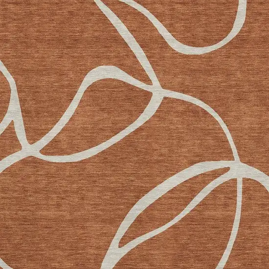 Rust And Beige Abstract Washable Area Rug With UV Protection Photo 2