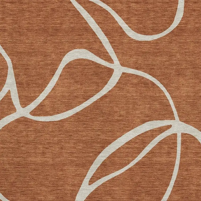 Rust And Beige Abstract Washable Area Rug With UV Protection Photo 2