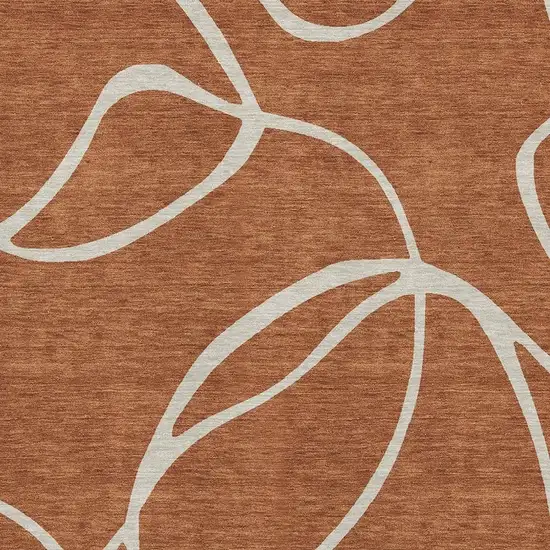 Rust And Beige Abstract Washable Area Rug With UV Protection Photo 2