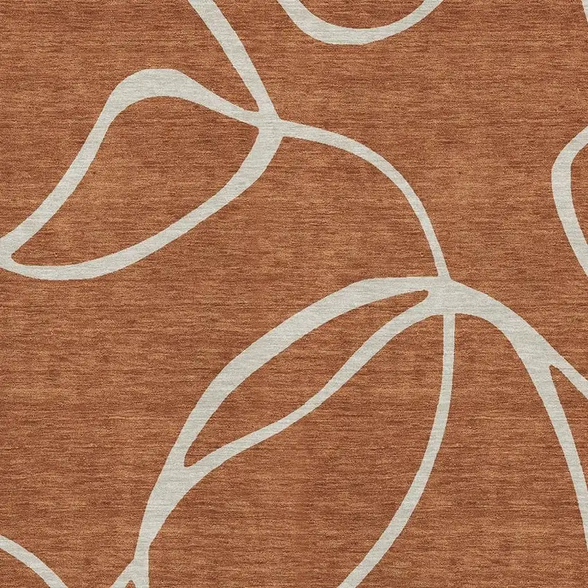Rust And Beige Abstract Washable Area Rug With UV Protection Photo 2