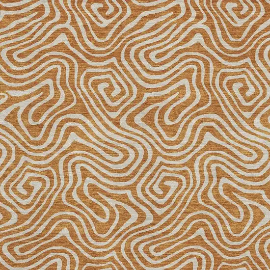 Rust And Beige Abstract Washable Area Rug With UV Protection Photo 2