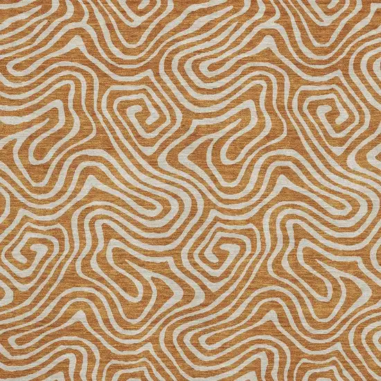 Rust And Beige Abstract Washable Area Rug With UV Protection Photo 2