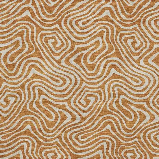 Rust And Beige Abstract Washable Area Rug With UV Protection Photo 2