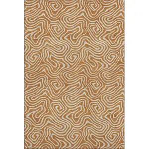 Photo of Rust And Beige Abstract Washable Area Rug With UV Protection