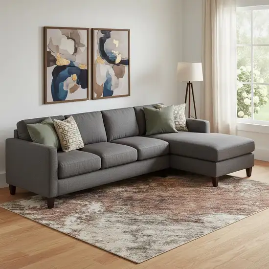 Rust And Beige Abstract Washable Area Rug With UV Protection Photo 2