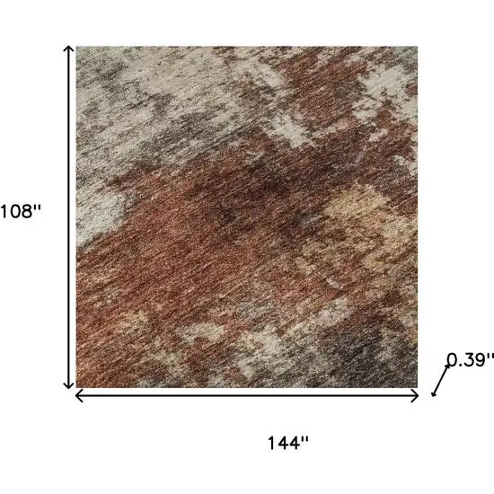 Rust And Beige Abstract Washable Area Rug With UV Protection Photo 7