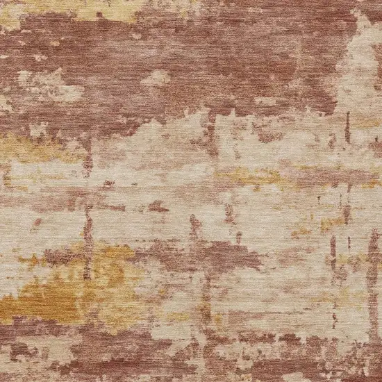 Rust And Beige Abstract Washable Indoor Outdoor Area Rug Photo 9