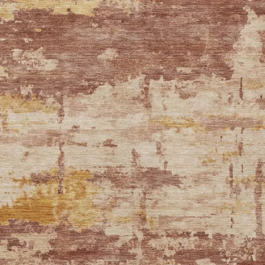 Rust And Beige Abstract Washable Indoor Outdoor Area Rug Photo 9