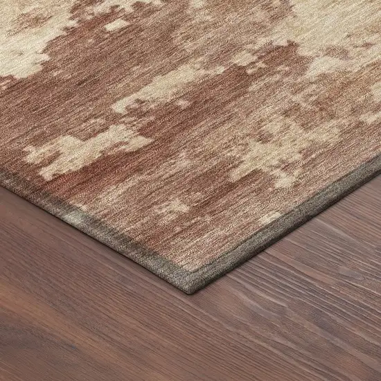 Rust And Beige Abstract Washable Indoor Outdoor Area Rug Photo 8