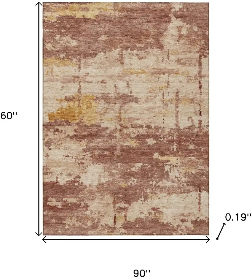 Rust And Beige Abstract Washable Indoor Outdoor Area Rug Photo 3