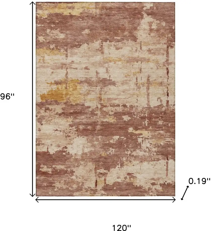 Rust And Beige Abstract Washable Indoor Outdoor Area Rug Photo 3