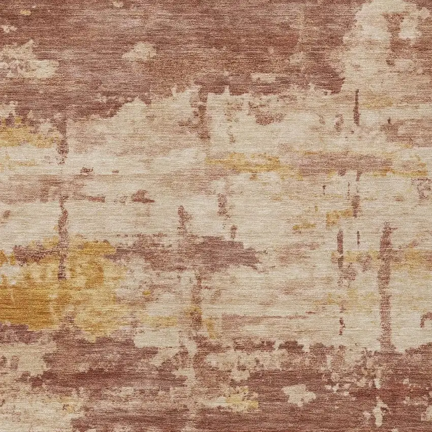 Rust And Beige Abstract Washable Indoor Outdoor Area Rug Photo 8