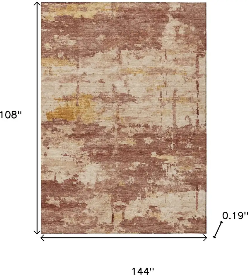 Rust And Beige Abstract Washable Indoor Outdoor Area Rug Photo 3