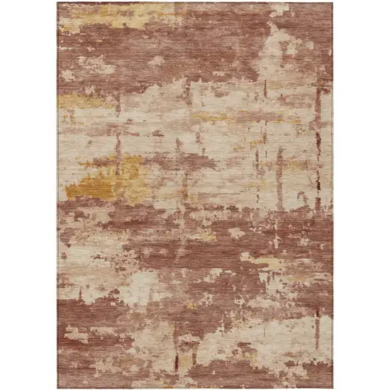 Rust And Beige Abstract Washable Indoor Outdoor Area Rug Photo 2