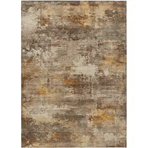 Photo of Rust And Beige Abstract Washable Indoor Outdoor Area Rug