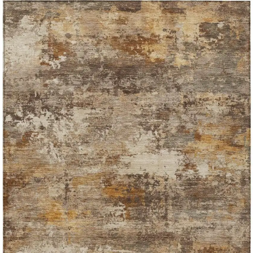 Rust And Beige Abstract Washable Indoor Outdoor Area Rug Photo 2