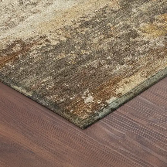 Rust And Beige Abstract Washable Indoor Outdoor Area Rug Photo 9