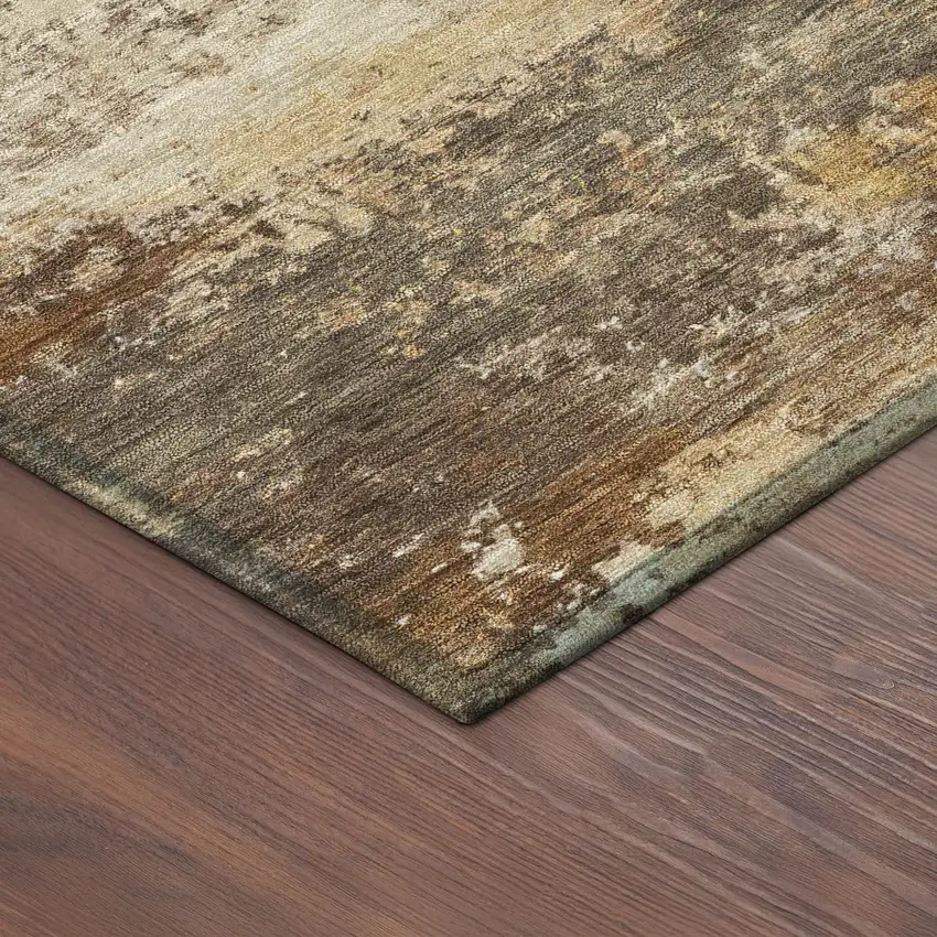 Rust And Beige Abstract Washable Indoor Outdoor Area Rug Photo 9