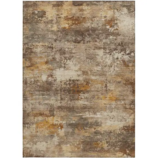 Rust And Beige Abstract Washable Indoor Outdoor Area Rug Photo 3