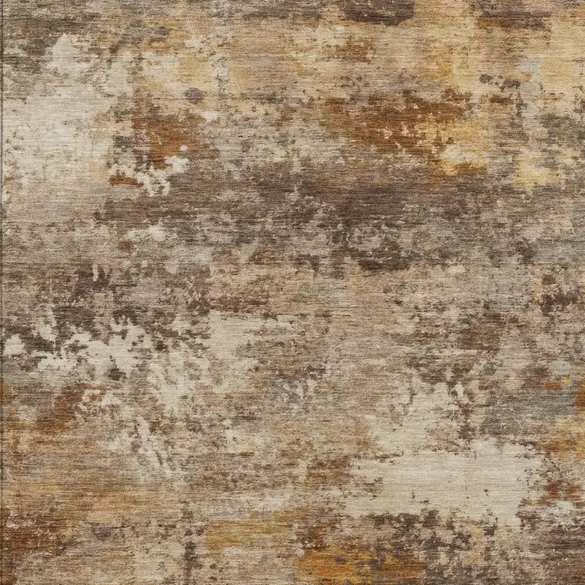 Rust And Beige Abstract Washable Indoor Outdoor Area Rug Photo 2
