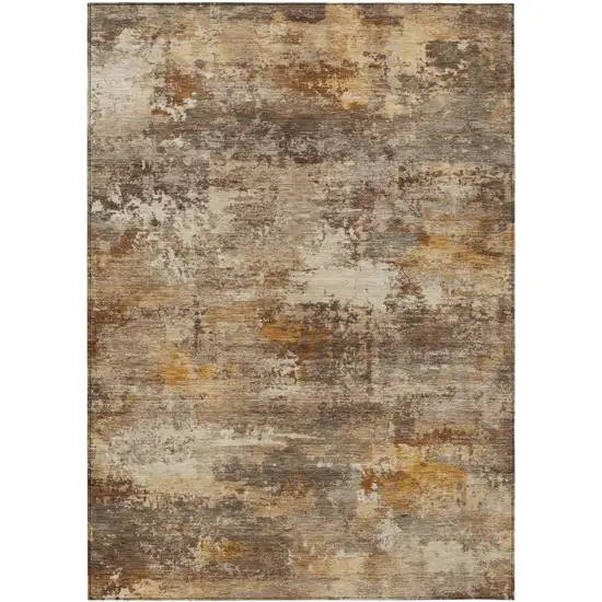 Rust And Beige Abstract Washable Indoor Outdoor Area Rug Photo 1