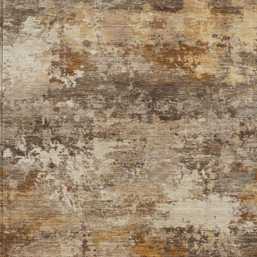 Rust And Beige Abstract Washable Indoor Outdoor Area Rug Photo 2