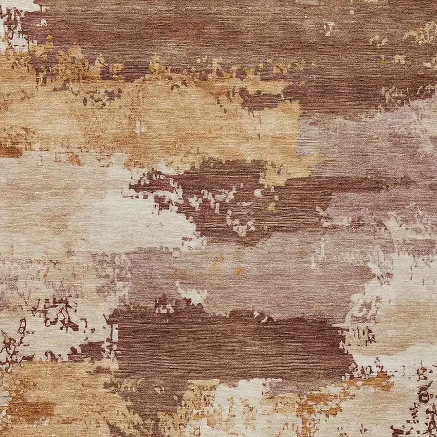Rust And Beige Abstract Washable Indoor Outdoor Area Rug Photo 2