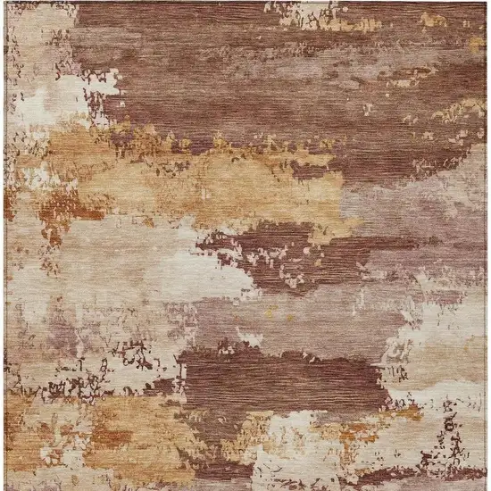 Rust And Beige Abstract Washable Indoor Outdoor Area Rug Photo 2