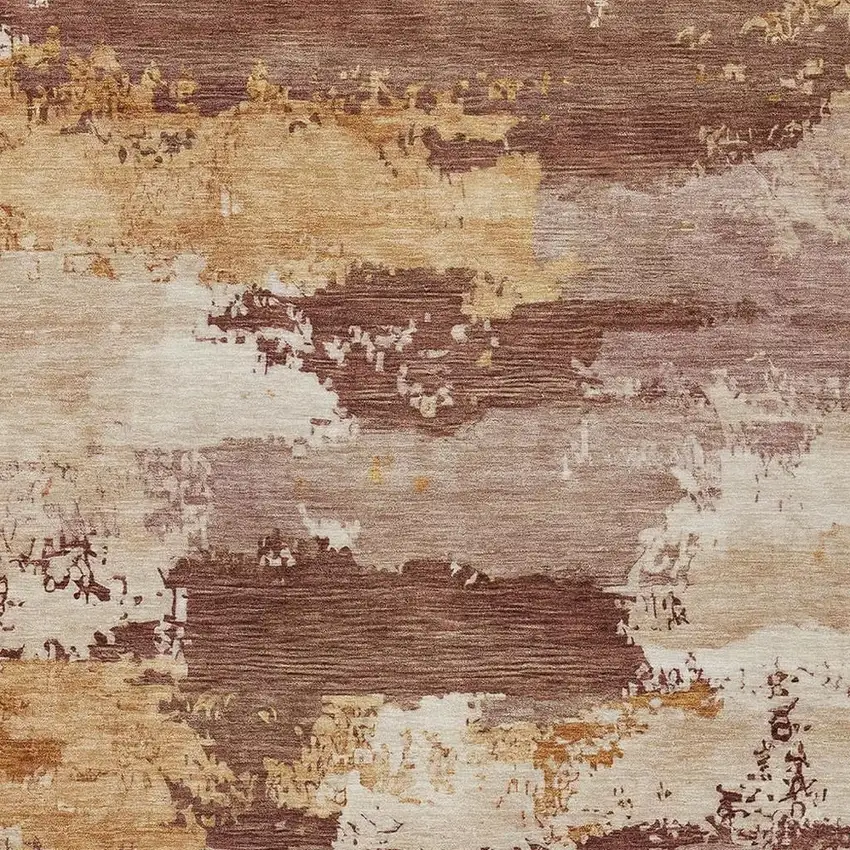 Rust And Beige Abstract Washable Indoor Outdoor Area Rug Photo 2