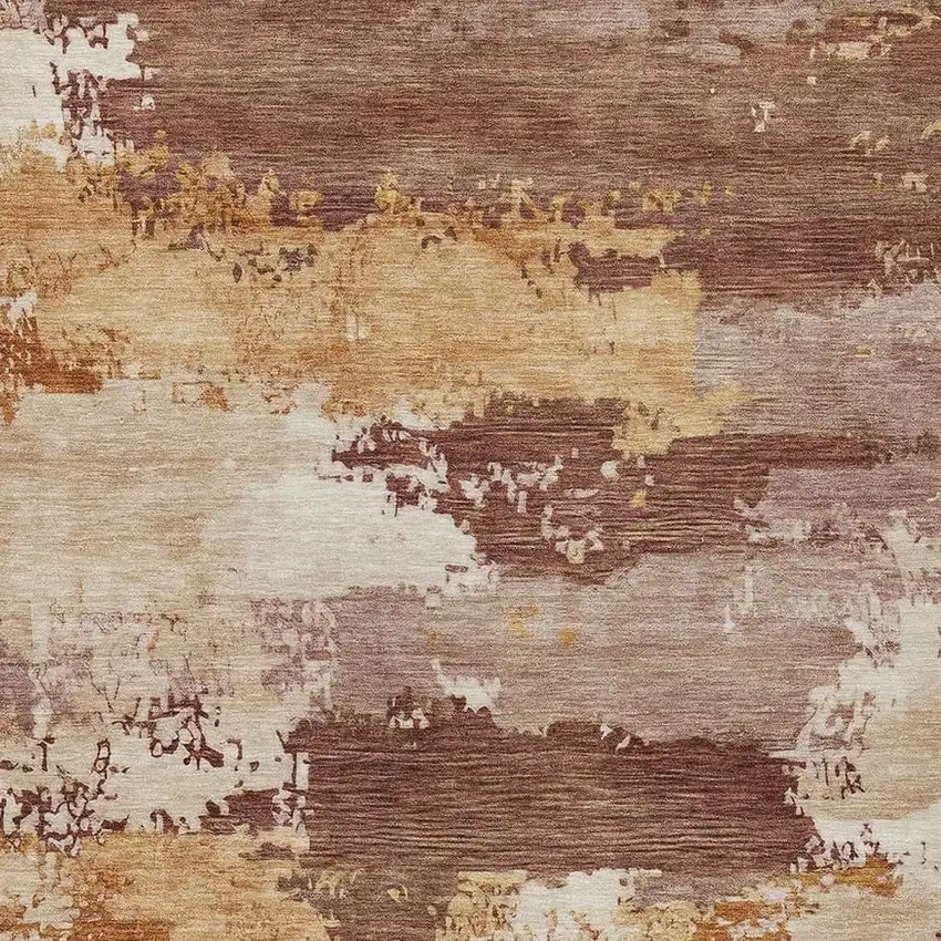 Rust And Beige Abstract Washable Indoor Outdoor Area Rug Photo 2