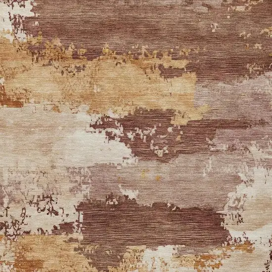 Rust And Beige Abstract Washable Indoor Outdoor Area Rug Photo 2
