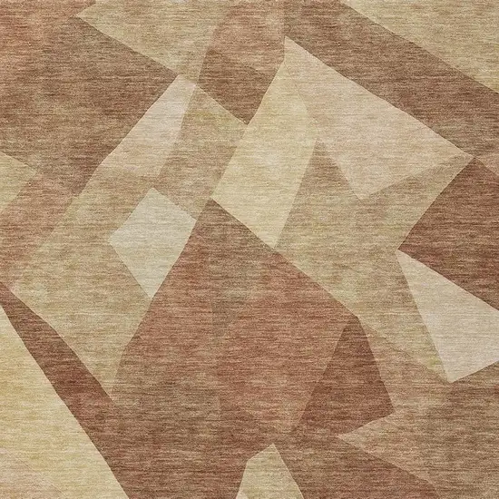 Rust And Beige Abstract Washable Indoor Outdoor Area Rug Photo 2