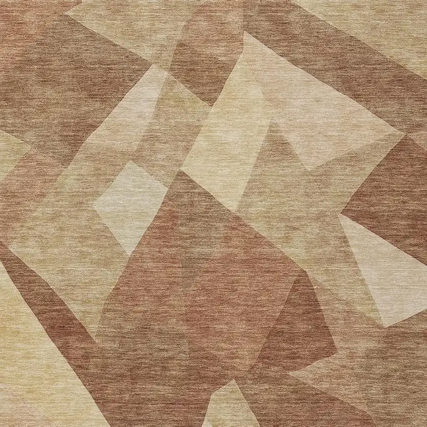 Rust And Beige Abstract Washable Indoor Outdoor Area Rug Photo 2