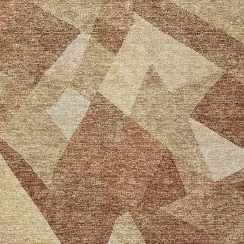 Rust And Beige Abstract Washable Indoor Outdoor Area Rug Photo 2