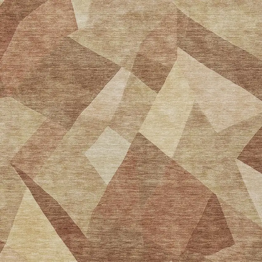 Rust And Beige Abstract Washable Indoor Outdoor Area Rug Photo 2