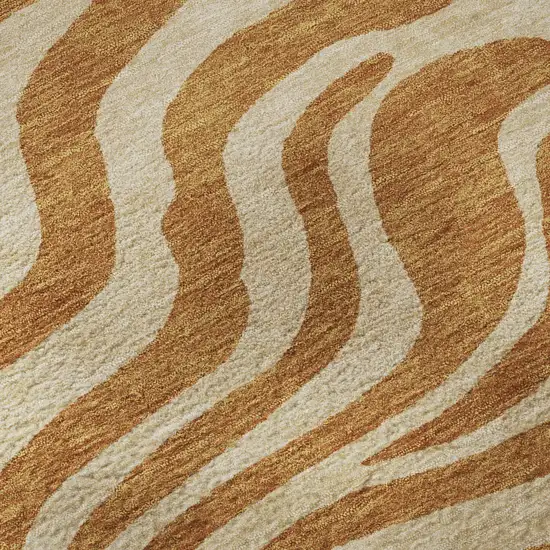 Rust And Beige Animal Print Washable Area Rug With UV Protection Photo 9