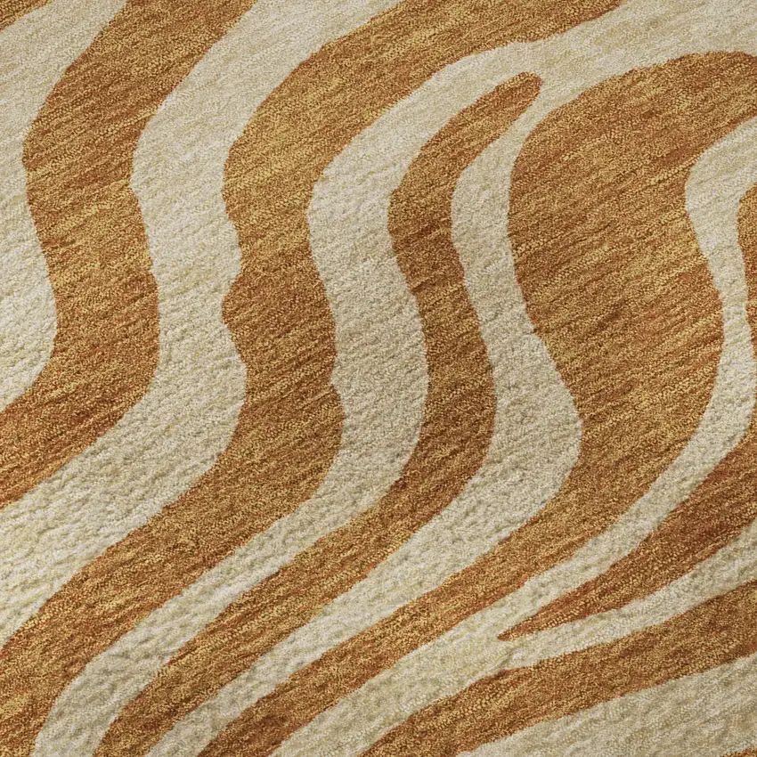 Rust And Beige Animal Print Washable Area Rug With UV Protection Photo 9