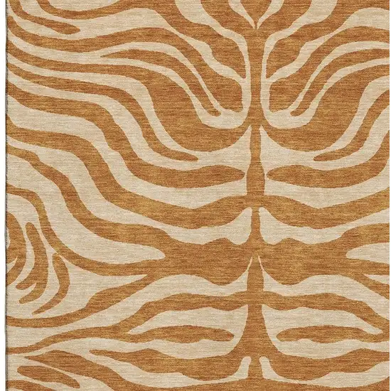 Rust And Beige Animal Print Washable Area Rug With UV Protection Photo 2
