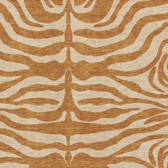 Rust And Beige Animal Print Washable Area Rug With UV Protection Photo 2