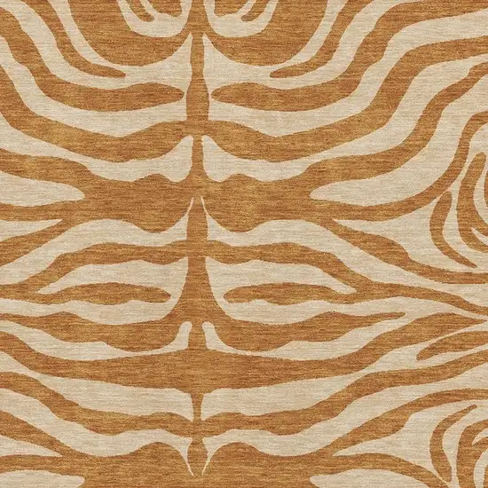 Rust And Beige Animal Print Washable Area Rug With UV Protection Photo 2