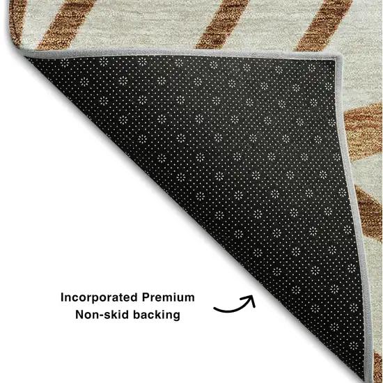 Rust And Beige Floral Washable Area Rug With UV Protection Photo 7