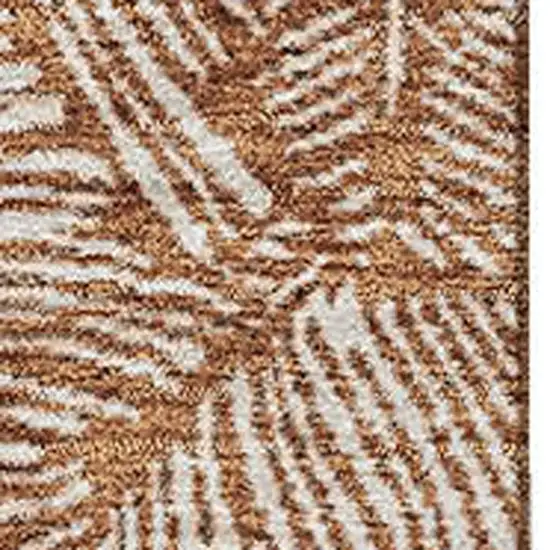 Rust And Beige Floral Washable Area Rug With UV Protection Photo 3