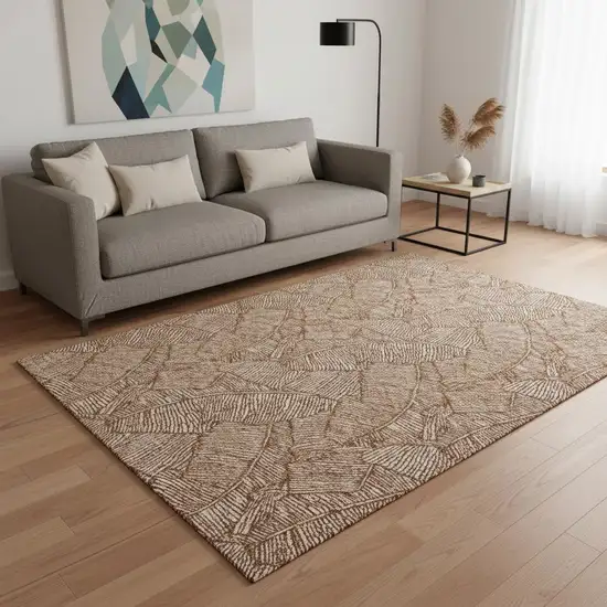 Rust And Beige Floral Washable Area Rug With UV Protection Photo 2
